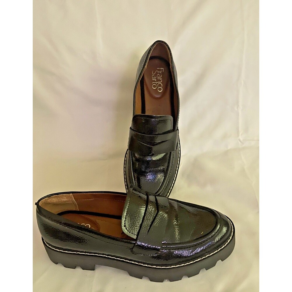 FRANCO SARTO Sz 7.5 Women's Chunky Sole High-Shine Finish